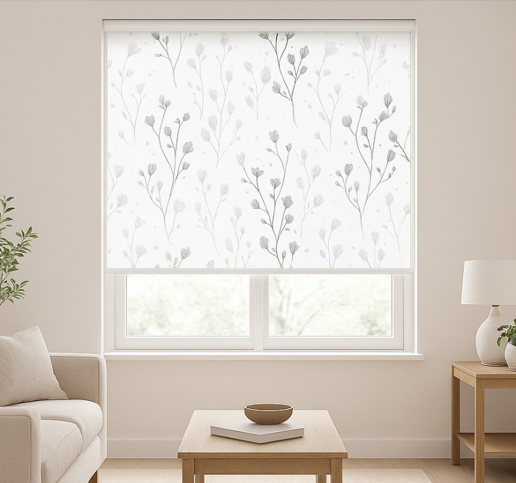 Minimalist botanical branches roller blind for living room - TenStickers