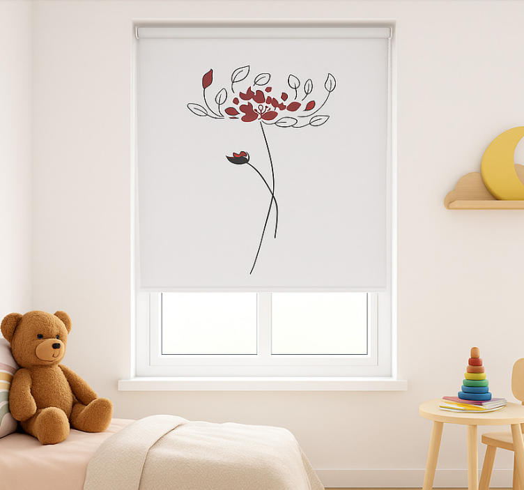 Minimalist botanical sketch kids roller blind - TenStickers