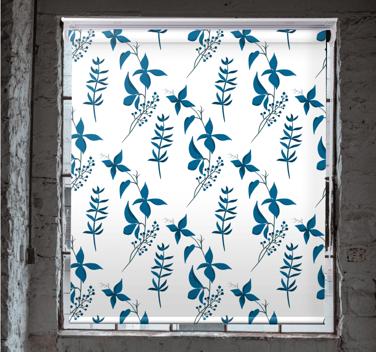 Minimalistic blue tropical pattern flower roller blind - TenStickers