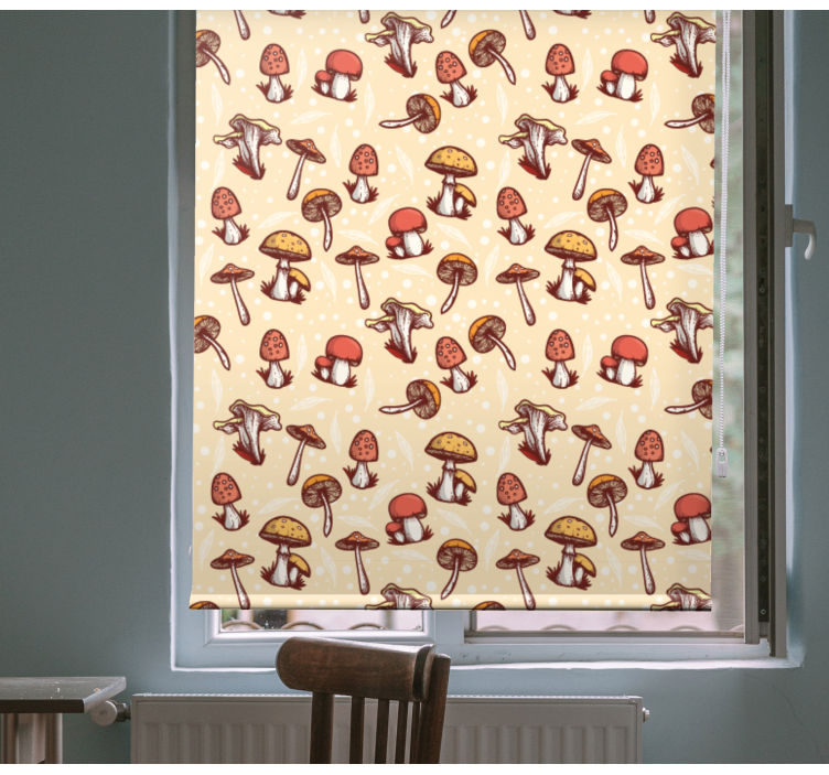 Mushroom forest pattern flowers roller blind - TenStickers