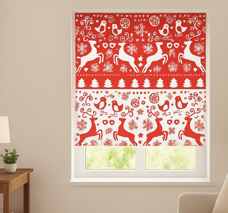 Nordic Reindeer Pattern roller blind for living room - TenStickers