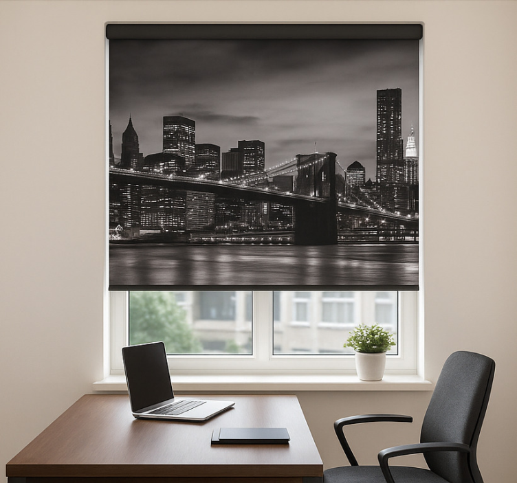Office window roller blind city at night - TenStickers