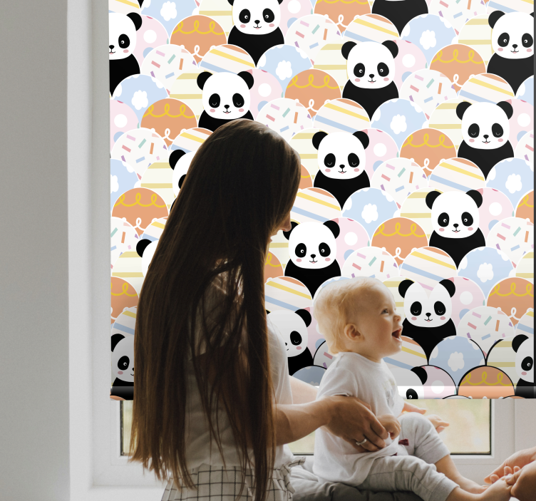 Baby panda party kids roller blind - TenStickers