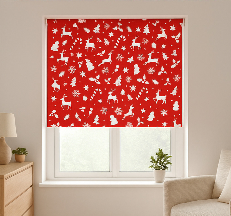 Pastel Santa Pattern roller blind for living room - TenStickers