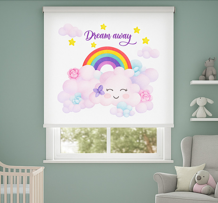 Pink clouds and rainbow kids roller blind - TenStickers