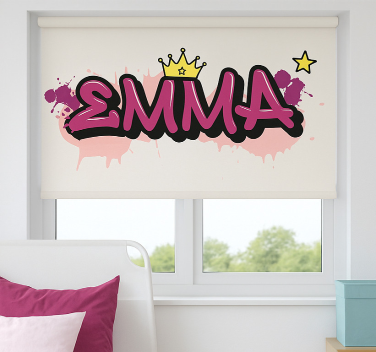 Pink custom graffiti kids roller blind - TenStickers