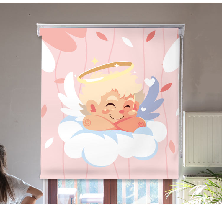 Pink sleeping angel on cloud Blind painting - TenStickers