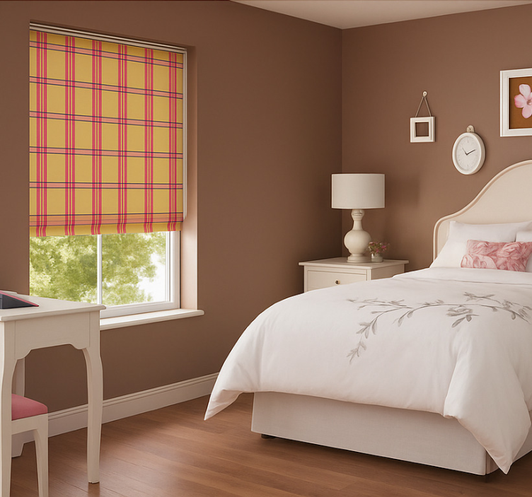 Pink yellow stripes teenage roller blind - TenStickers