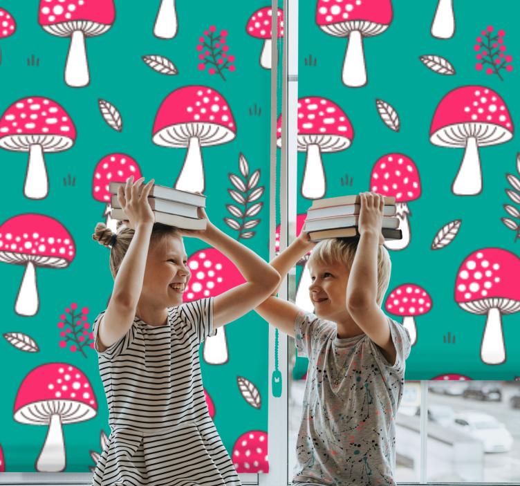 PLAYFUL MUSHROOM PATTERN fun roller blind - TenStickers