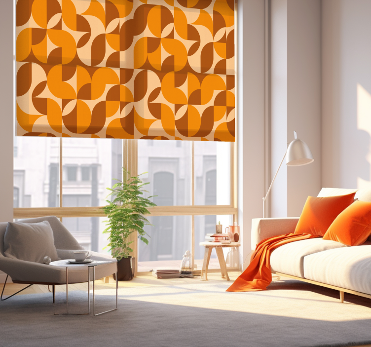Retro Orange Figures Living Room Roller Blind - TenStickers