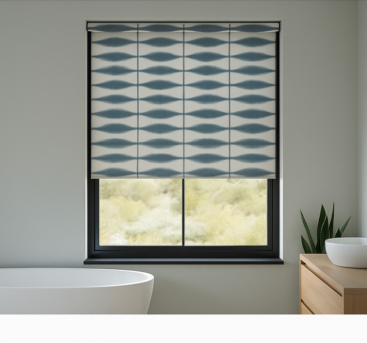 Shibori Denim bathroom window blind - TenStickers