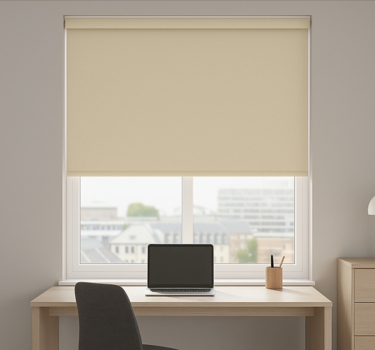 Simple beige office window roller blind - TenStickers