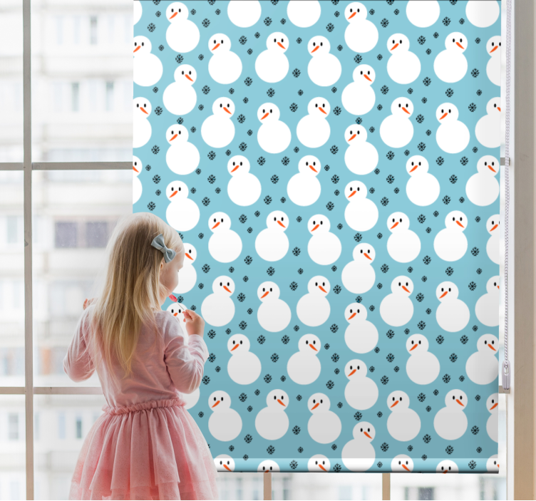 Snowman blue pattern original roller blind - TenStickers