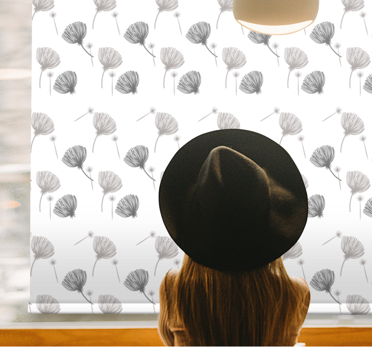 Soft grey pattern flower roller blind - TenStickers