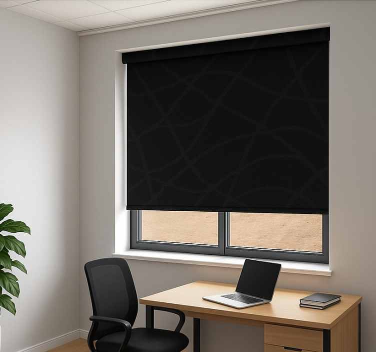 Soothing black office window roller blind - TenStickers