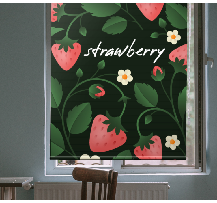 Strawberry Floral Pattern fruit roller blind - TenStickers