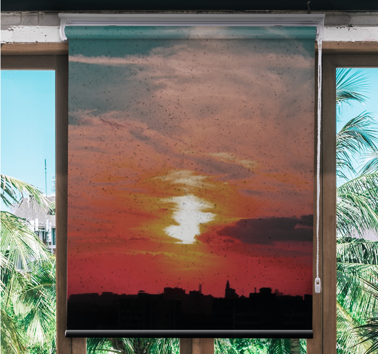 Sunset Over City clouds roller blind - TenStickers