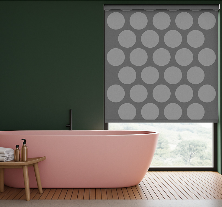 Textured grey circles  bathroom window blind - TenStickers