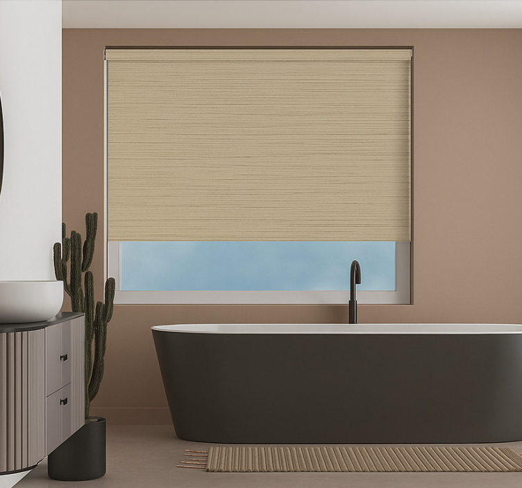 Textured neutral fabric bathroom window blind - TenStickers