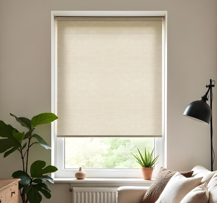 Thin jute beige pattern roller blind for living room - TenStickers