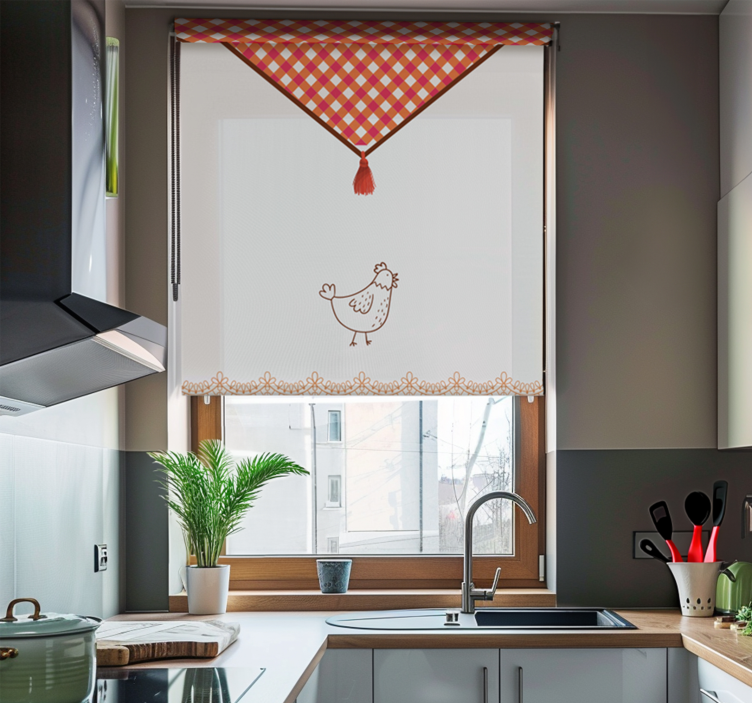 Traditional country style roller blind for kitchen window - TenStickers