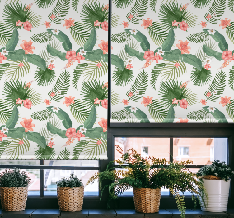 Tropical green design flower roller blind - TenStickers
