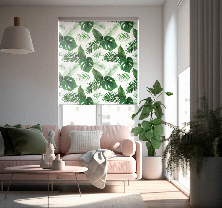 Tropical leaves drawing living room blind - TenStickers