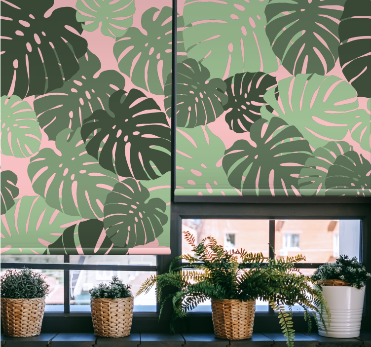 Tropical Monstera Pattern flower roller blind - TenStickers
