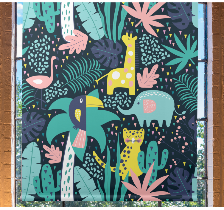 Tropical nordic animals kids roller blind - TenStickers