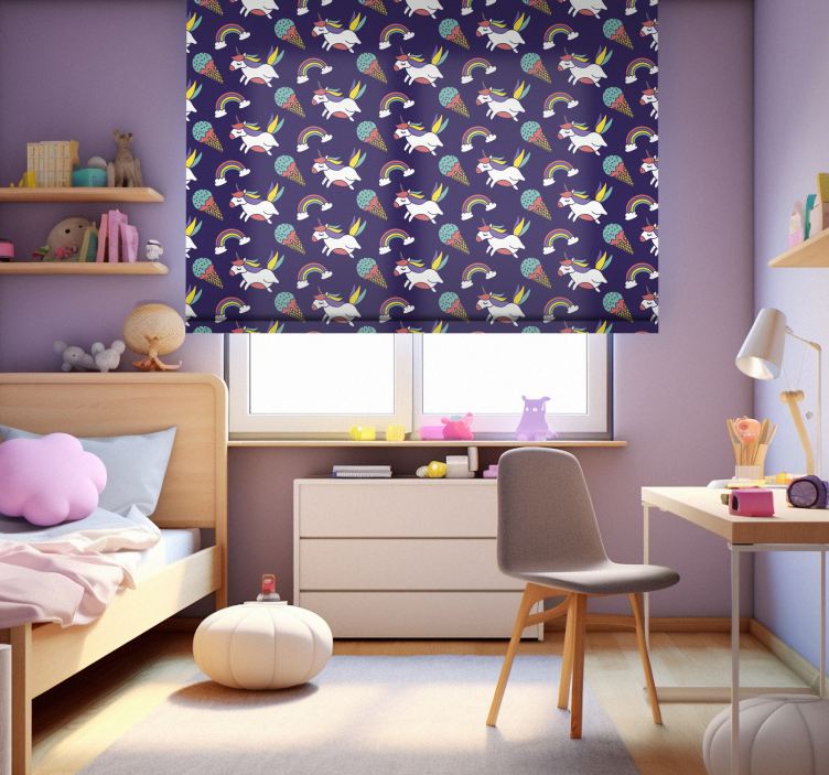Unicorn pattern children's room roller blind - TenStickers
