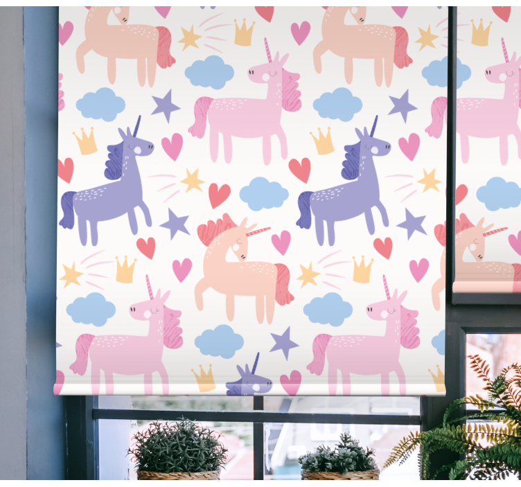 Unicorn with hearts and stars Childrens blind - TenStickers