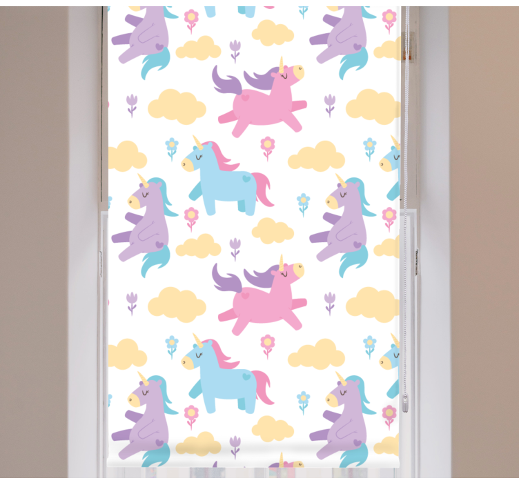 Unicorns and clouds kids roller blind - TenStickers