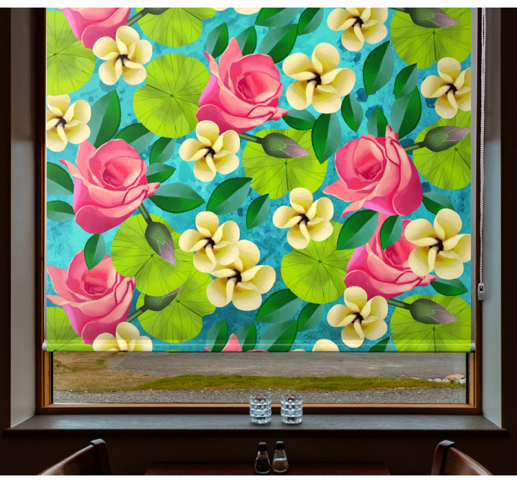 Vibrant blooms flower roller blind - TenStickers