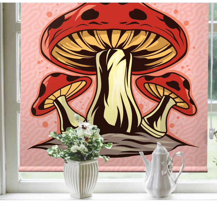 Vibrant Mushroom Trio flower roller blind - TenStickers