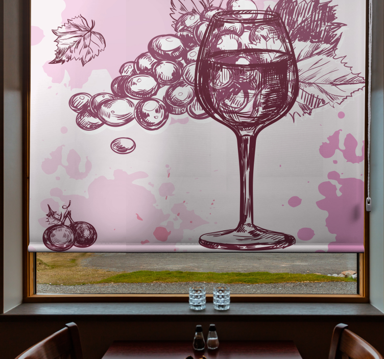 Vintage Wine Sketch romantic roller blind - TenStickers