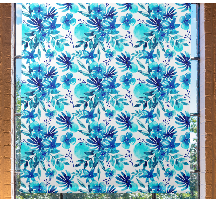 Vivid blue theme flower roller blind - TenStickers