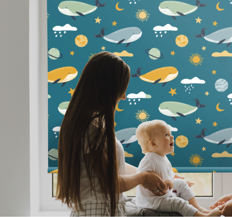 Whales pattern kids roller blind - TenStickers