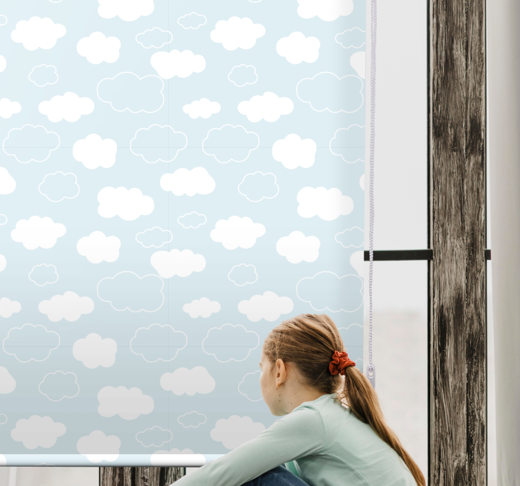 White and light blue drawing style Cloud blind - TenStickers