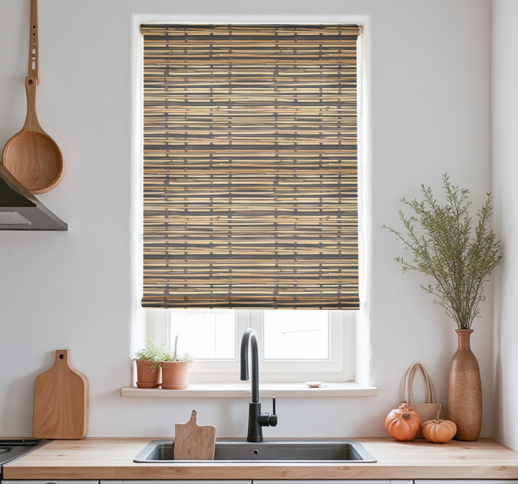 Wood texture  roller blind for kitchen window - TenStickers