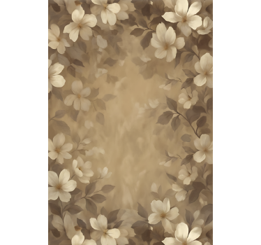 Beige painted flowers roller blind for living room - TenStickers