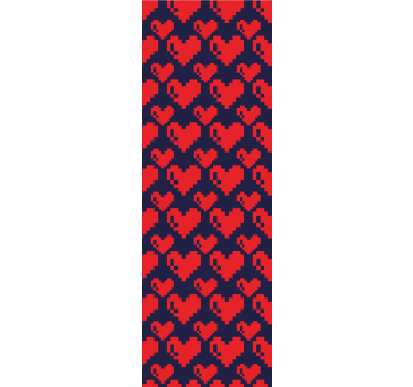 Teenage roller blind geometric red hearts on blue - TenStickers