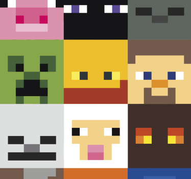 Teenage roller blind with gaming pixel art faces - TenStickers