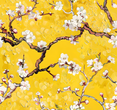 Yellow roller blind with floral spring design - TenStickers