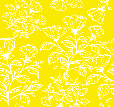 Yellow roller blind with floral design pattern - TenStickers