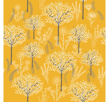 Yellow roller blind with tree pattern - TenStickers