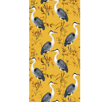 Yellow roller blind herons pattern - TenStickers