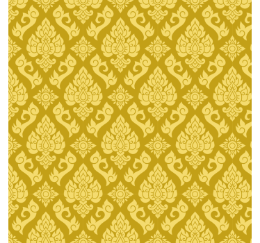Yellow roller blind with detailed floral design - TenStickers