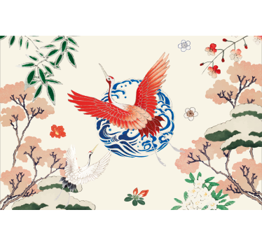 Chinoiserie roller blind for living room - TenStickers