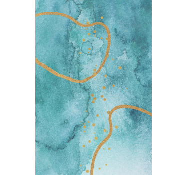 Abstract aquamarine with gold roller blind for living room - TenStickers