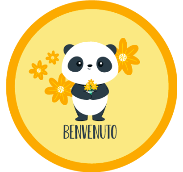 Yellow roller blind panda welcome to my room - TenStickers